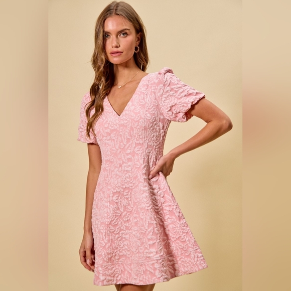 Floral Jacquard Fit And Flare Daily Mini Dress - Picture 6 of 13